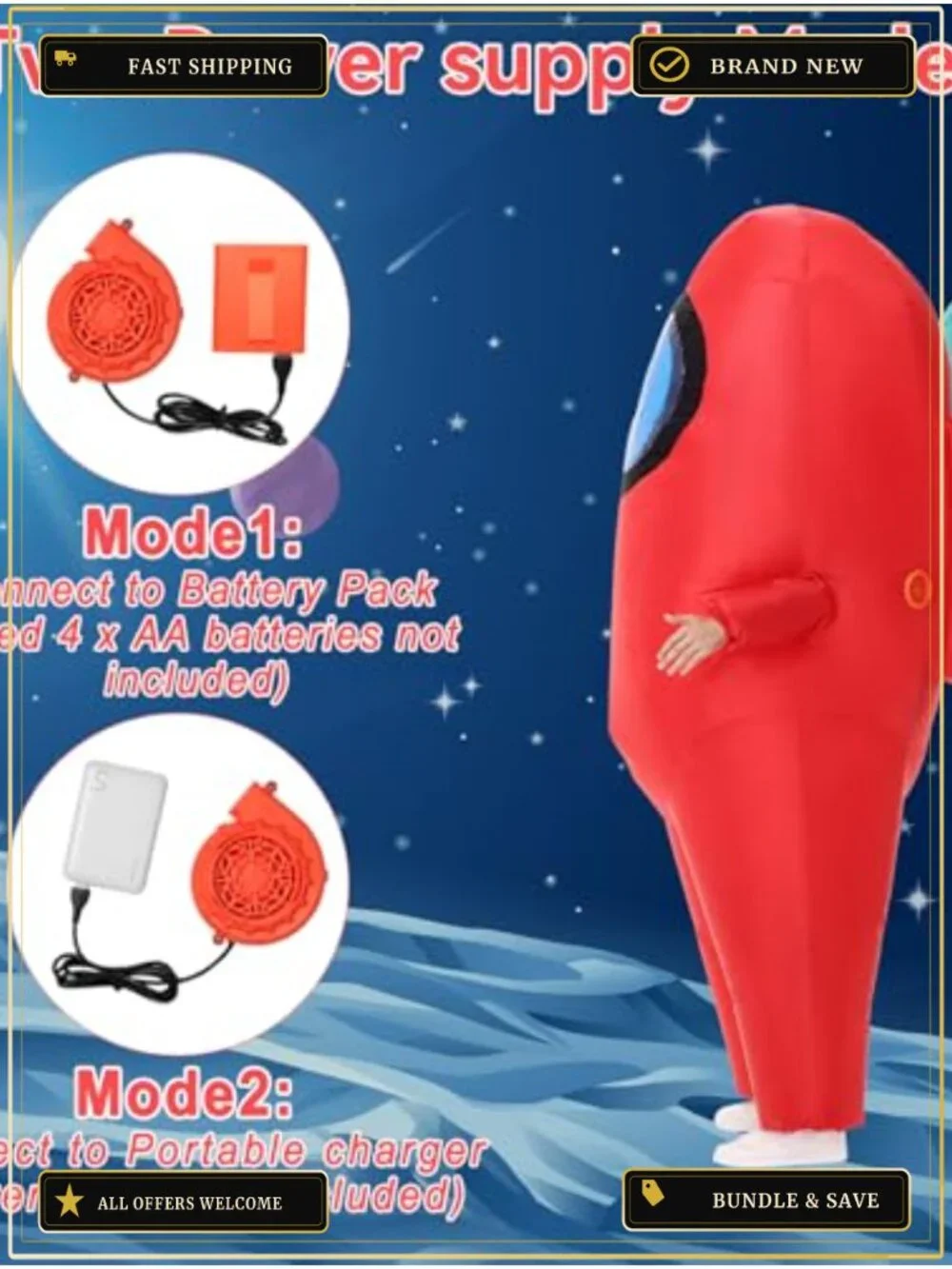 Kids Inflatable Astronaut Costume Halloween Blow Up Space Suit Cosplay